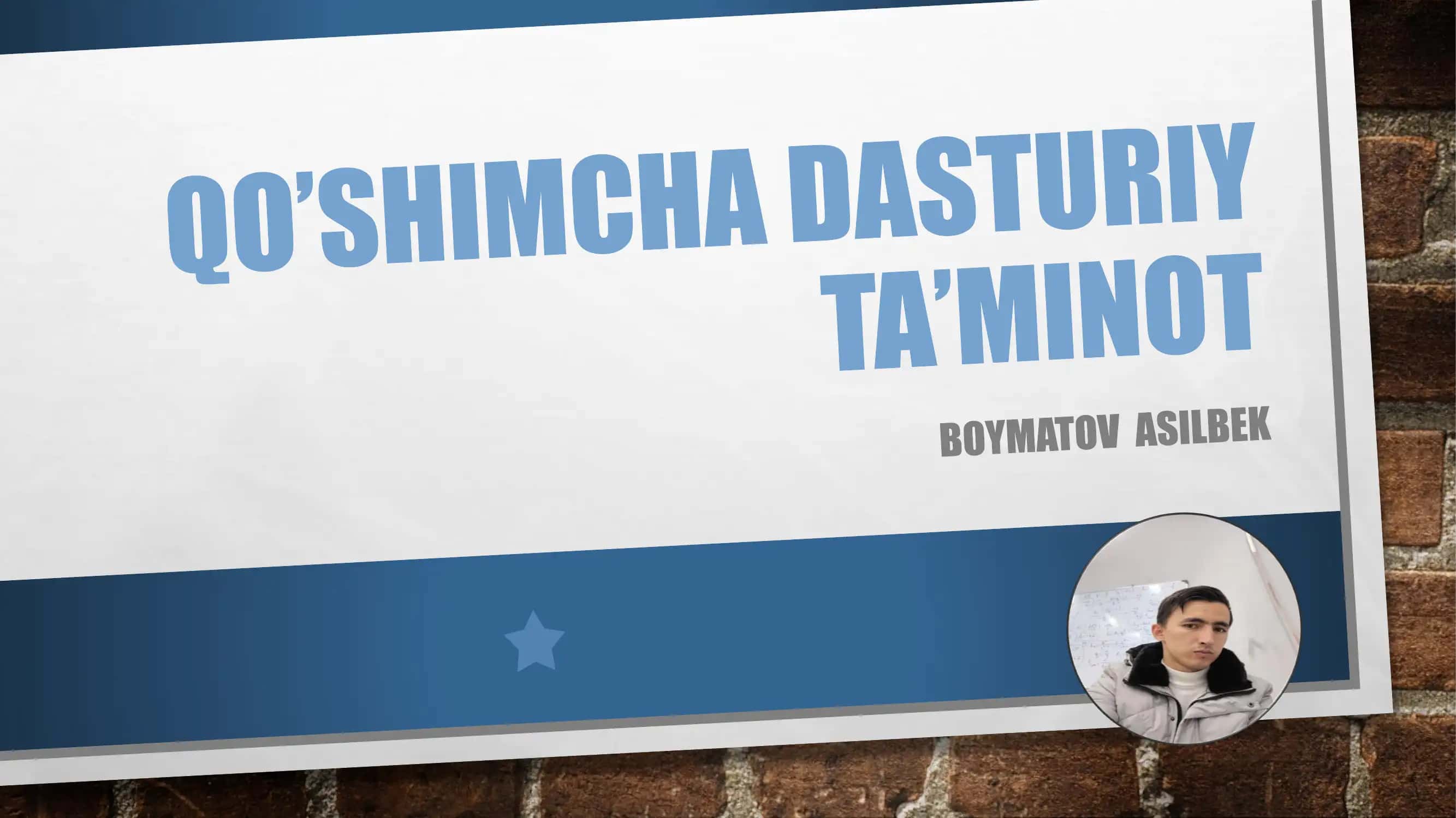 QO‘SHIMCHA DASTURIY TA’MINOT 1