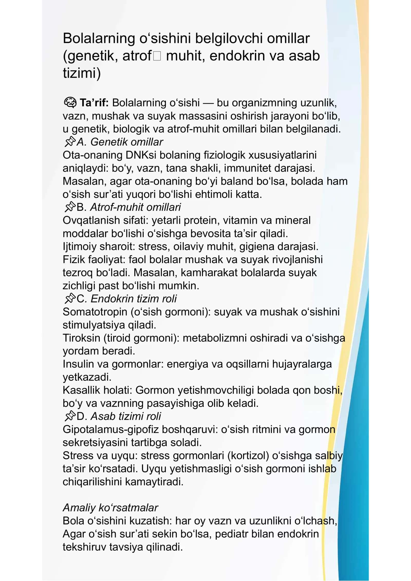 Bolalarning o‘sishini belgilovchi omillar 1