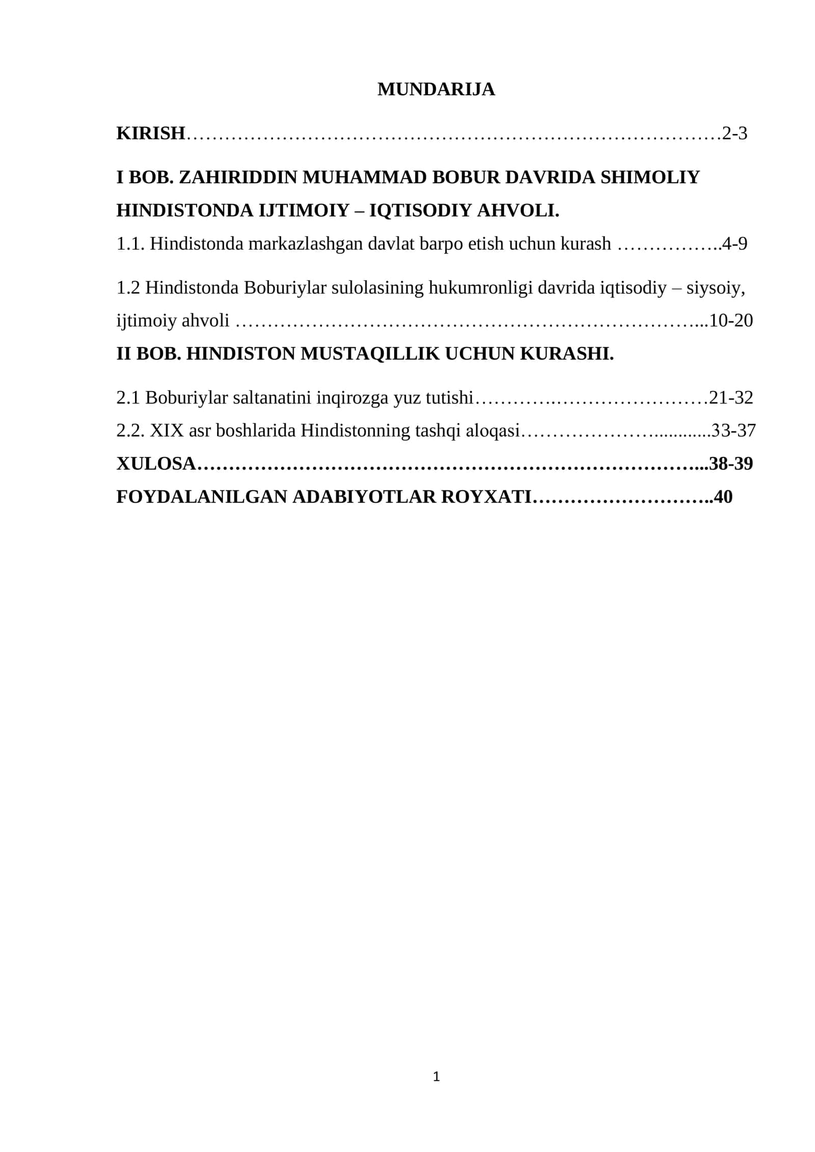 Hindistonda Boburiylar sulolasi hukumronligining o’rnatilishi 1