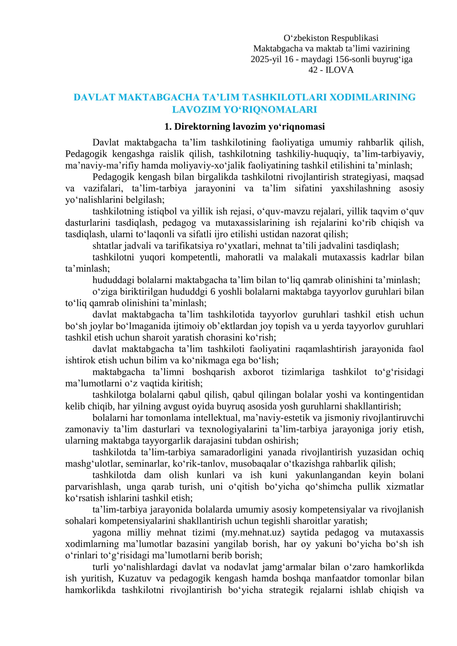 DMTT Direktor lavozim yoʻriqnomasi 2026 YIL 1