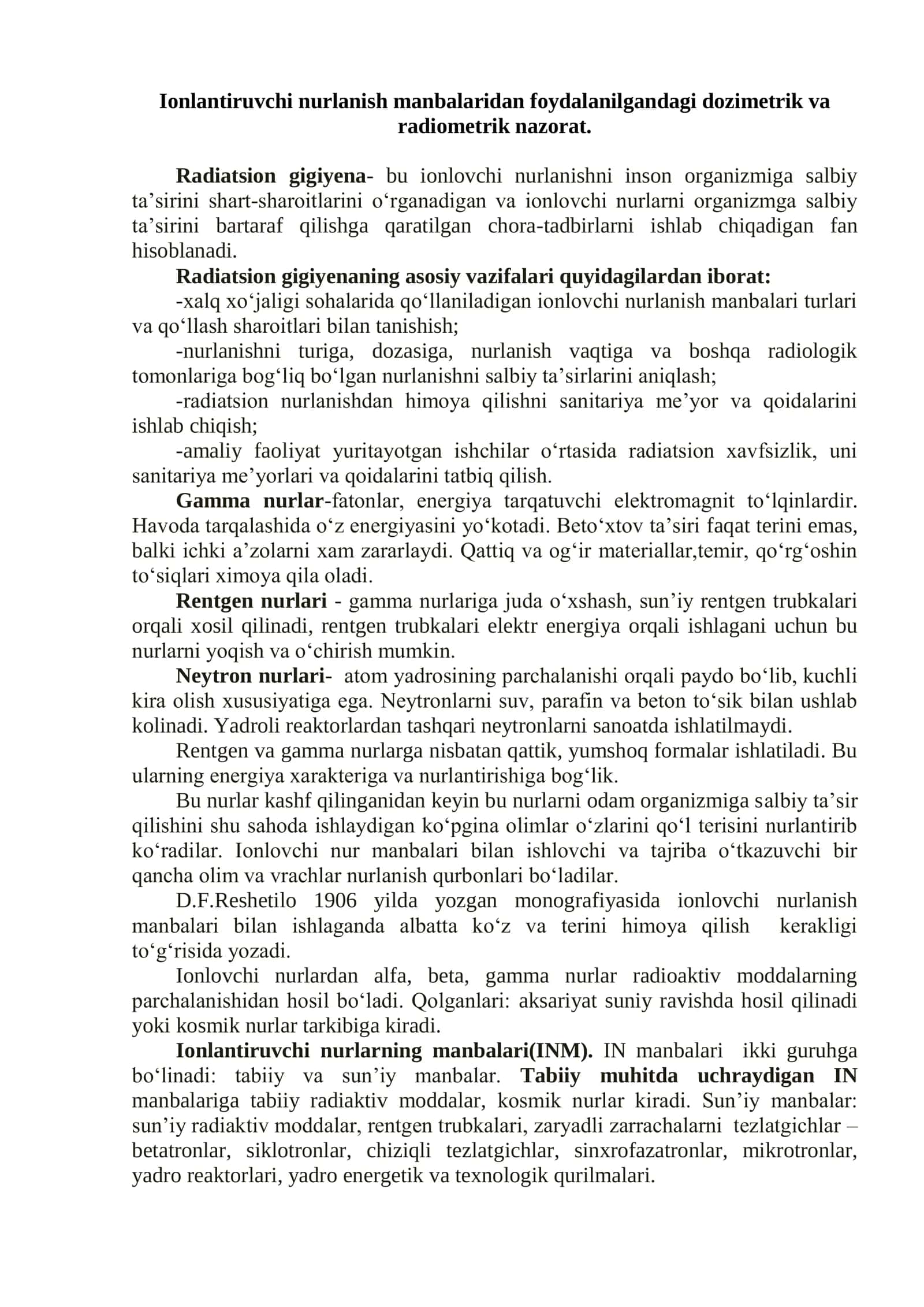 Radiatsion Gigiyena 1