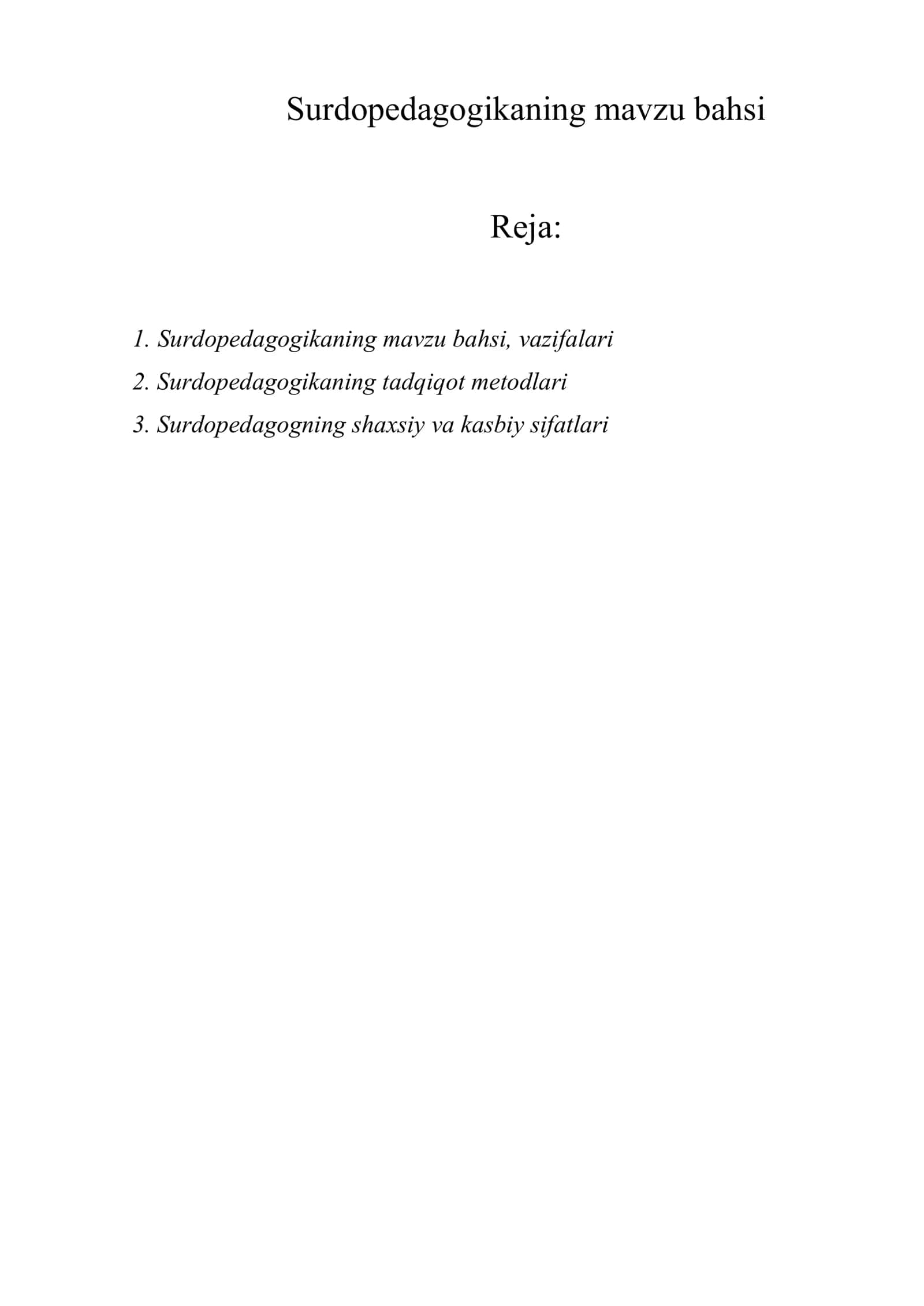 Surdopedagogikaning mavzu bahsi 1