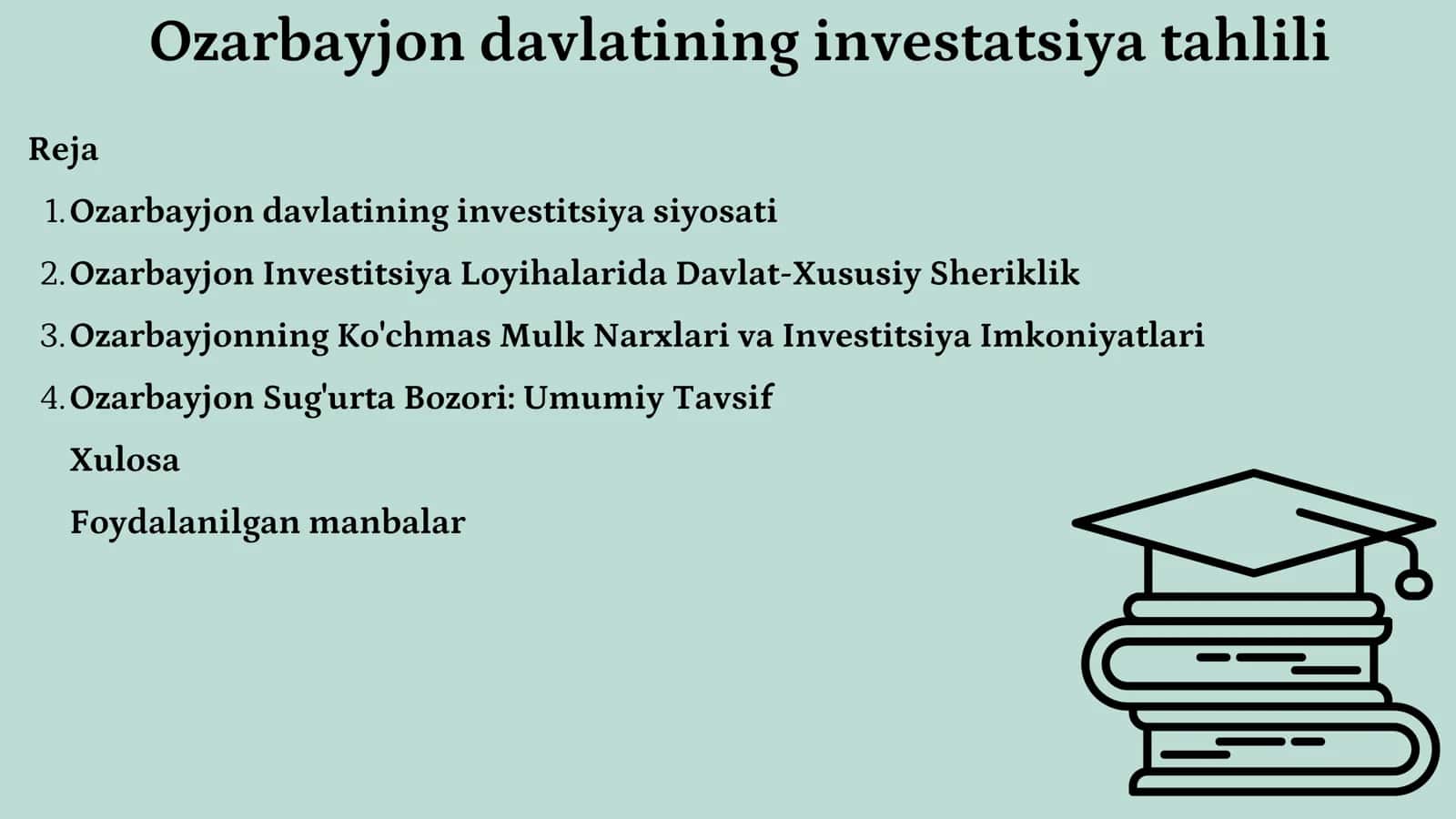 Ozarbayjon davlatining investitsiya siyosati 1