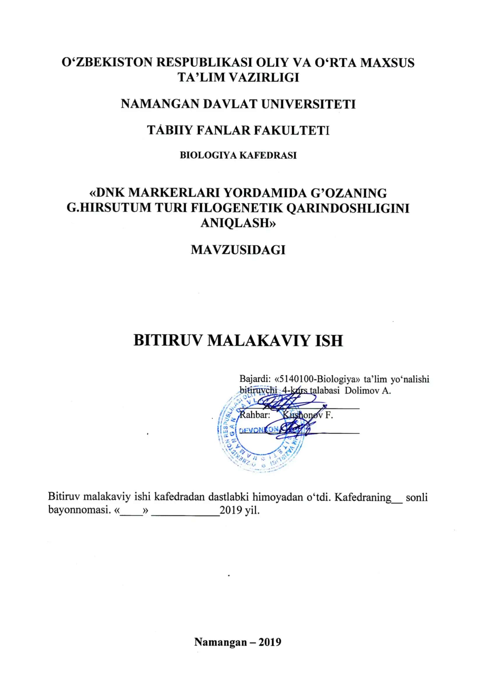 O‘simlik to‘qimasidan genom DNKsini ajratish 1