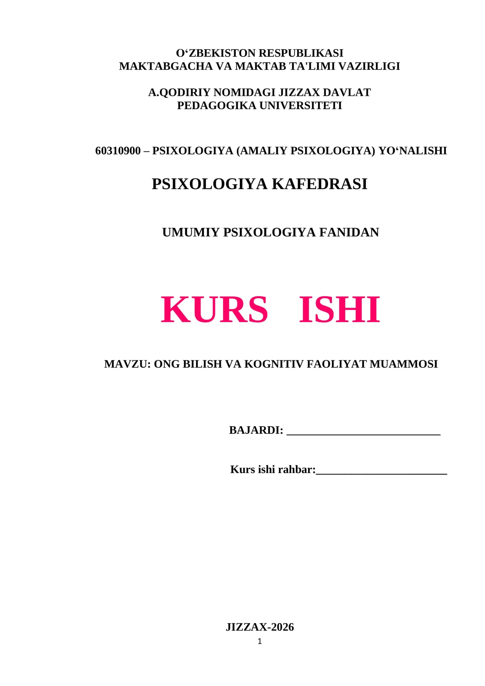 ONG BILISH VA KOGNITIV FAOLIYAT MUAMMOSI 1