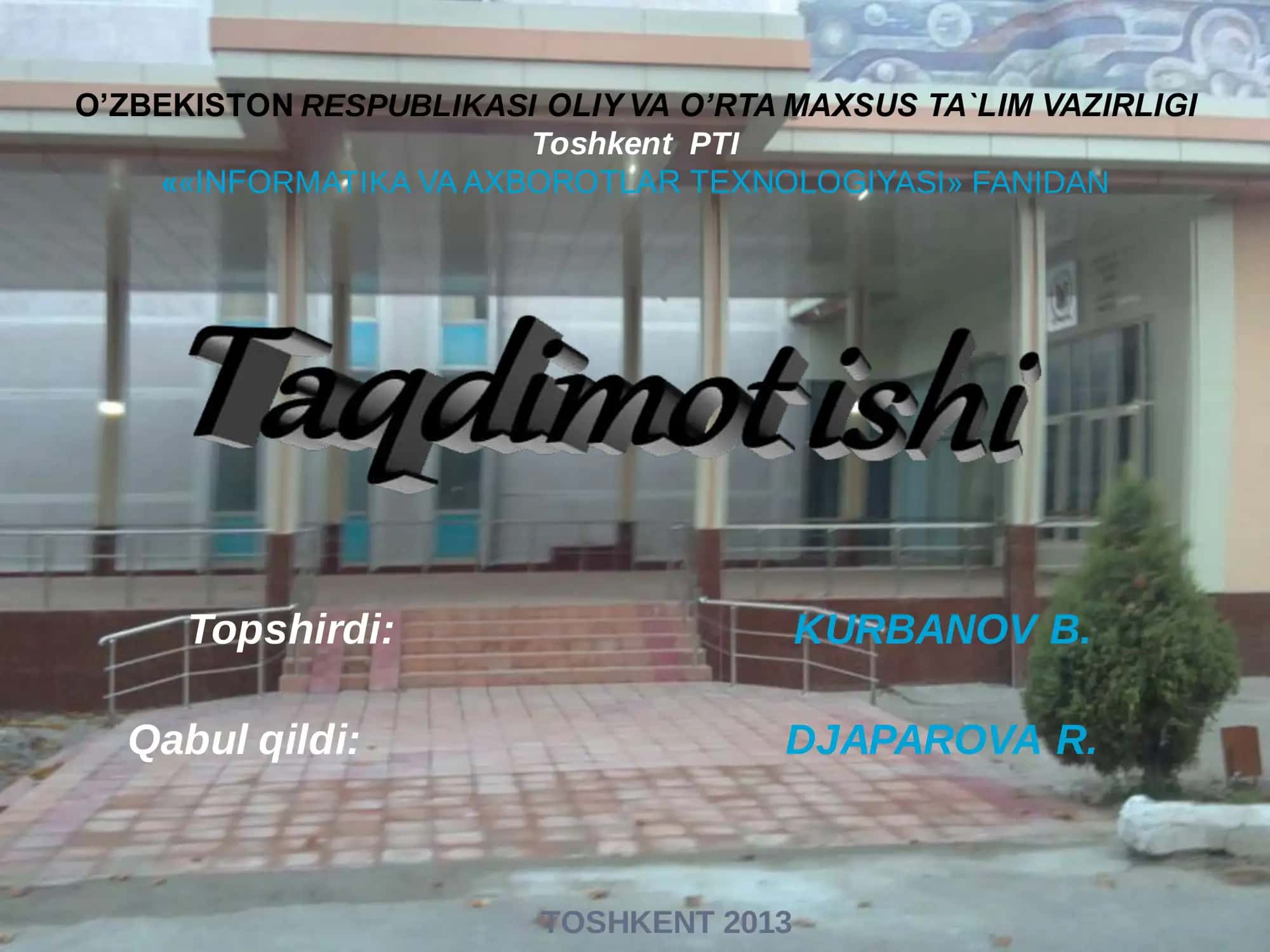MS Access dasturining asosiy elementlari va maydonlar xususiyatlari 1