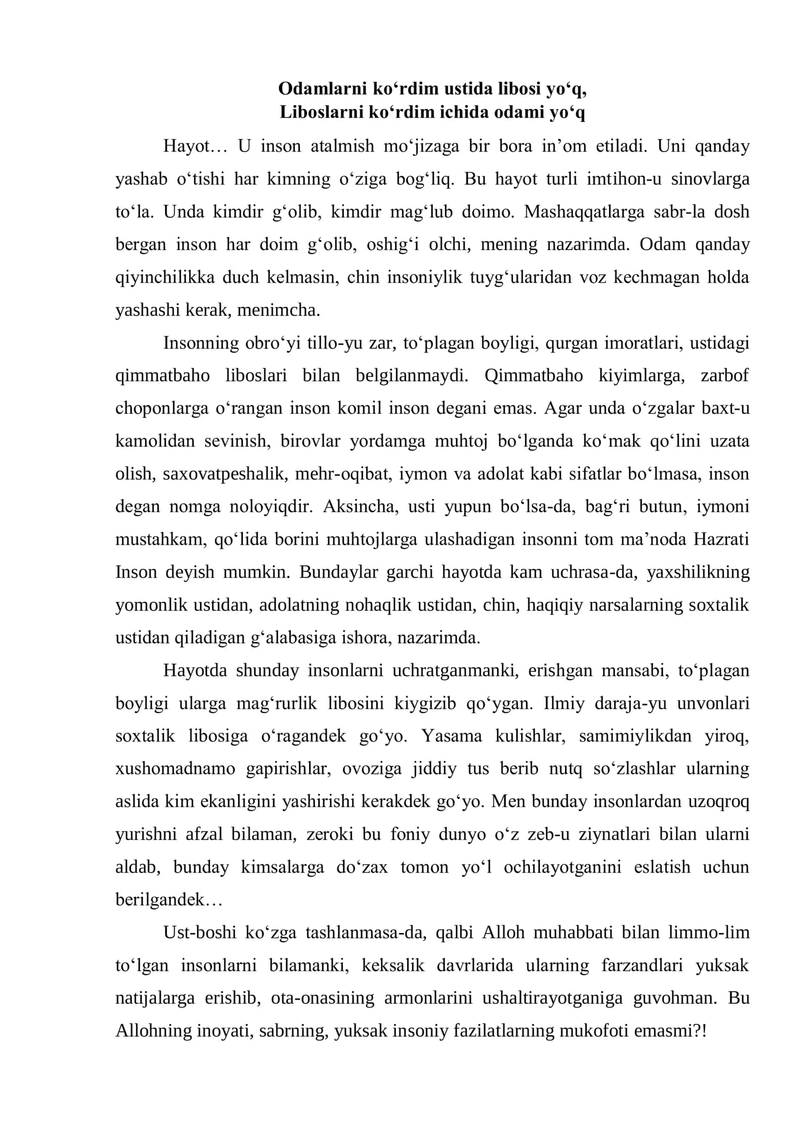 Hayotning ma'nosi 1