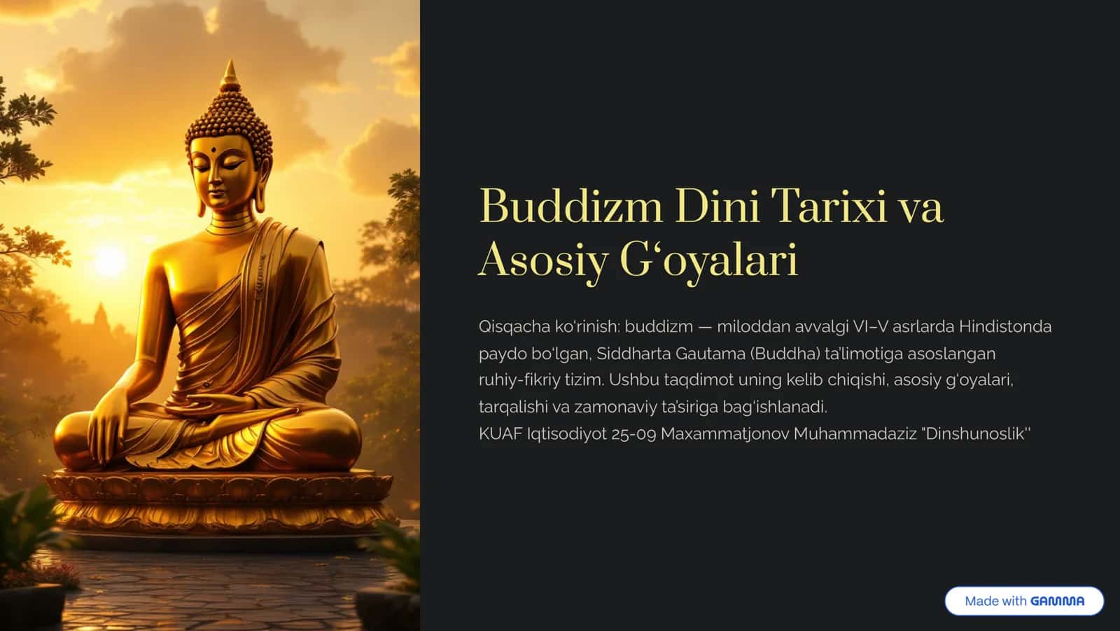 Buddizm Dini Tarixi va Asosiy G8oyalari 1