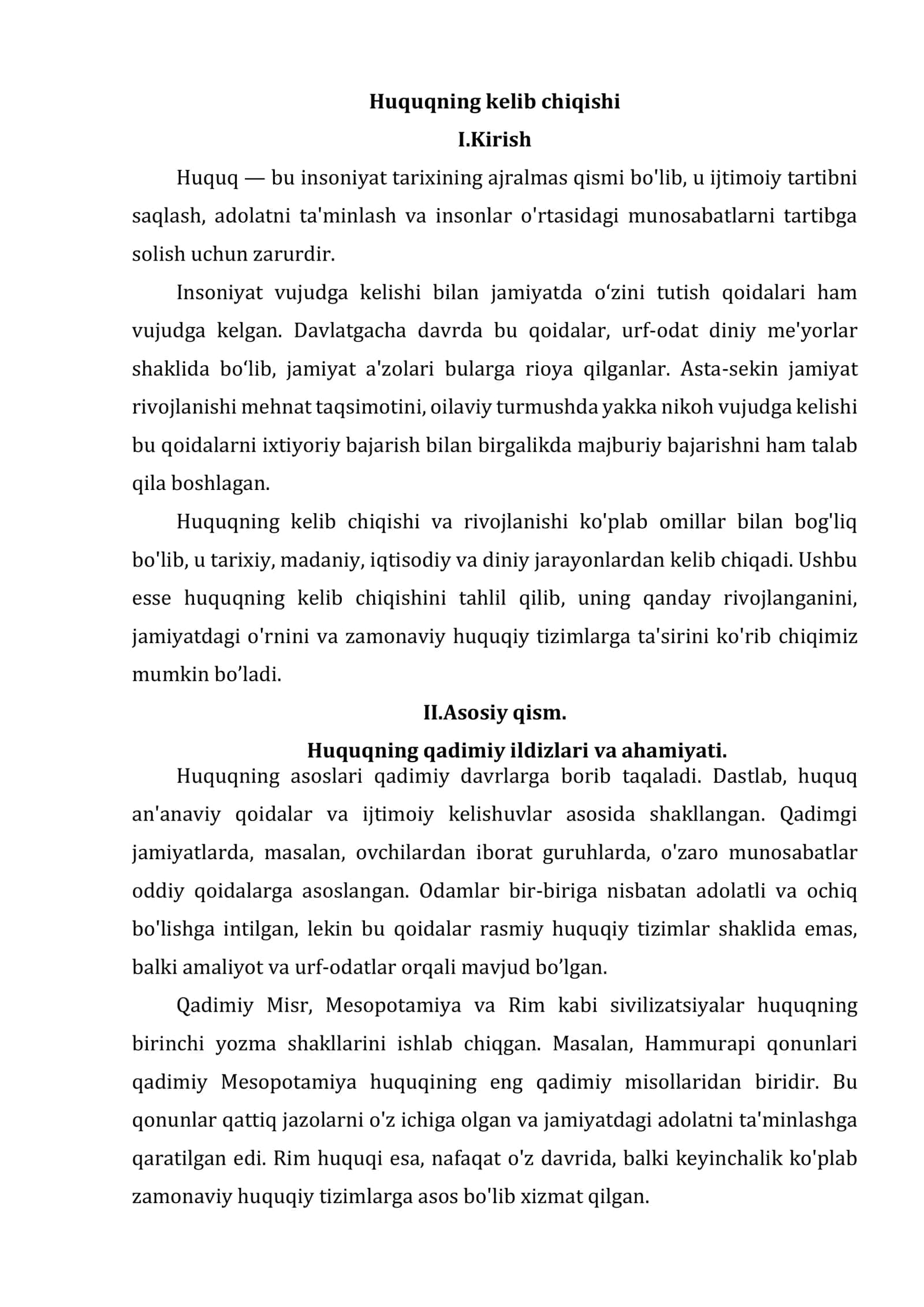 Huquqning kelib chiqishi 1