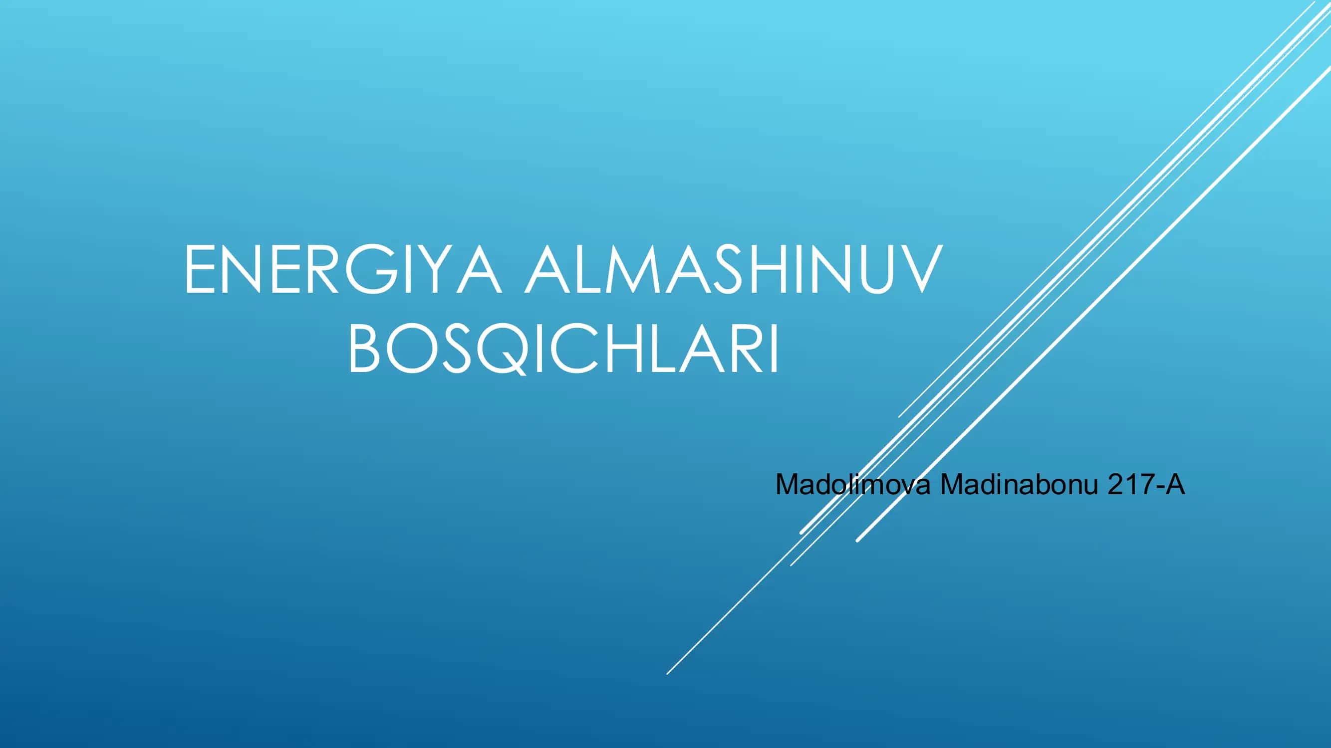 Energiya Almashinuvi 1