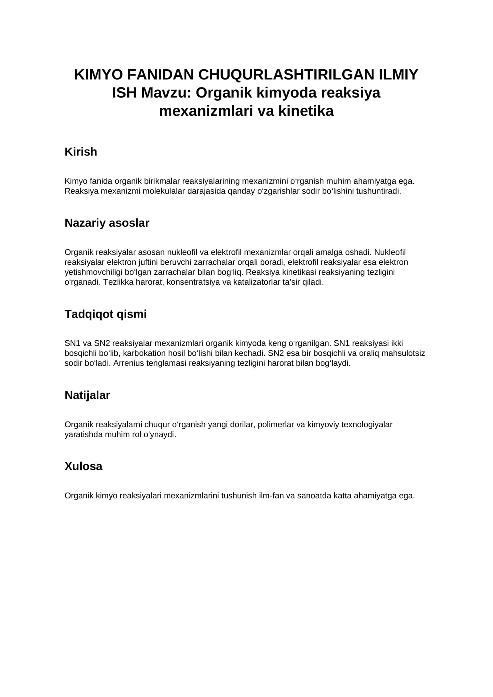 KIMYO FANIDAN CHUQURLASHTIRILGAN ILMIY ISH 1