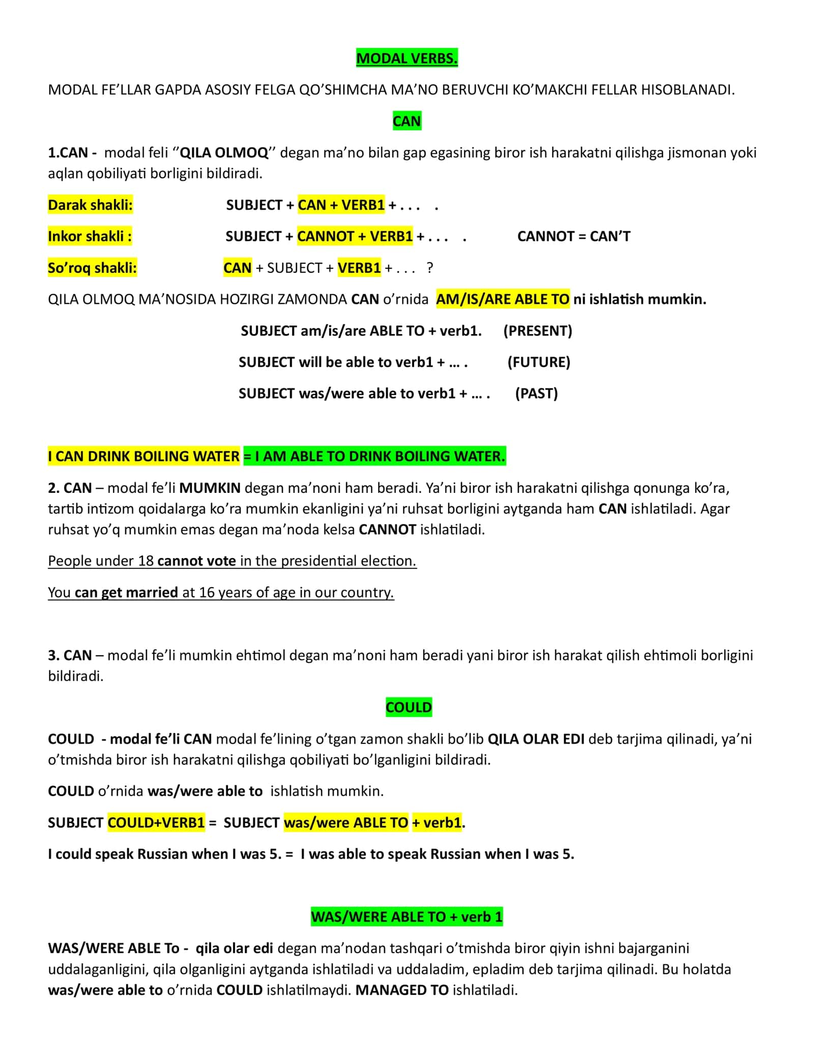 MODAL VERBS 1