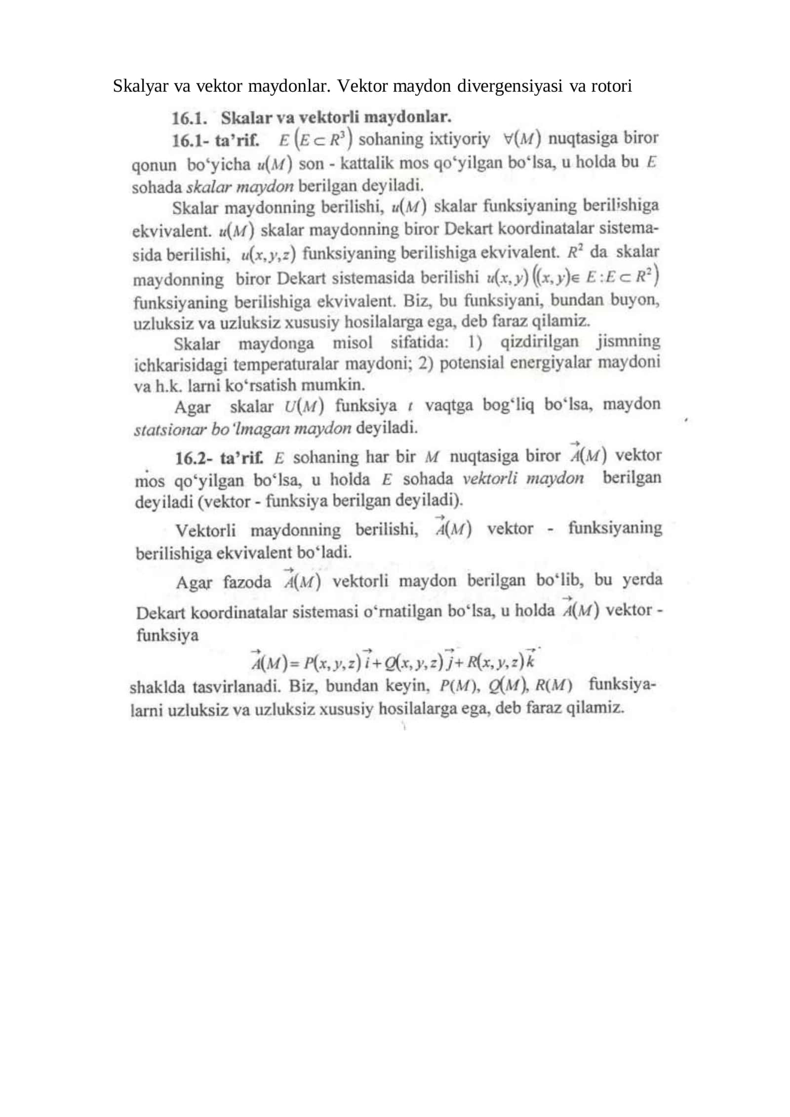 Vektor maydonlar 1