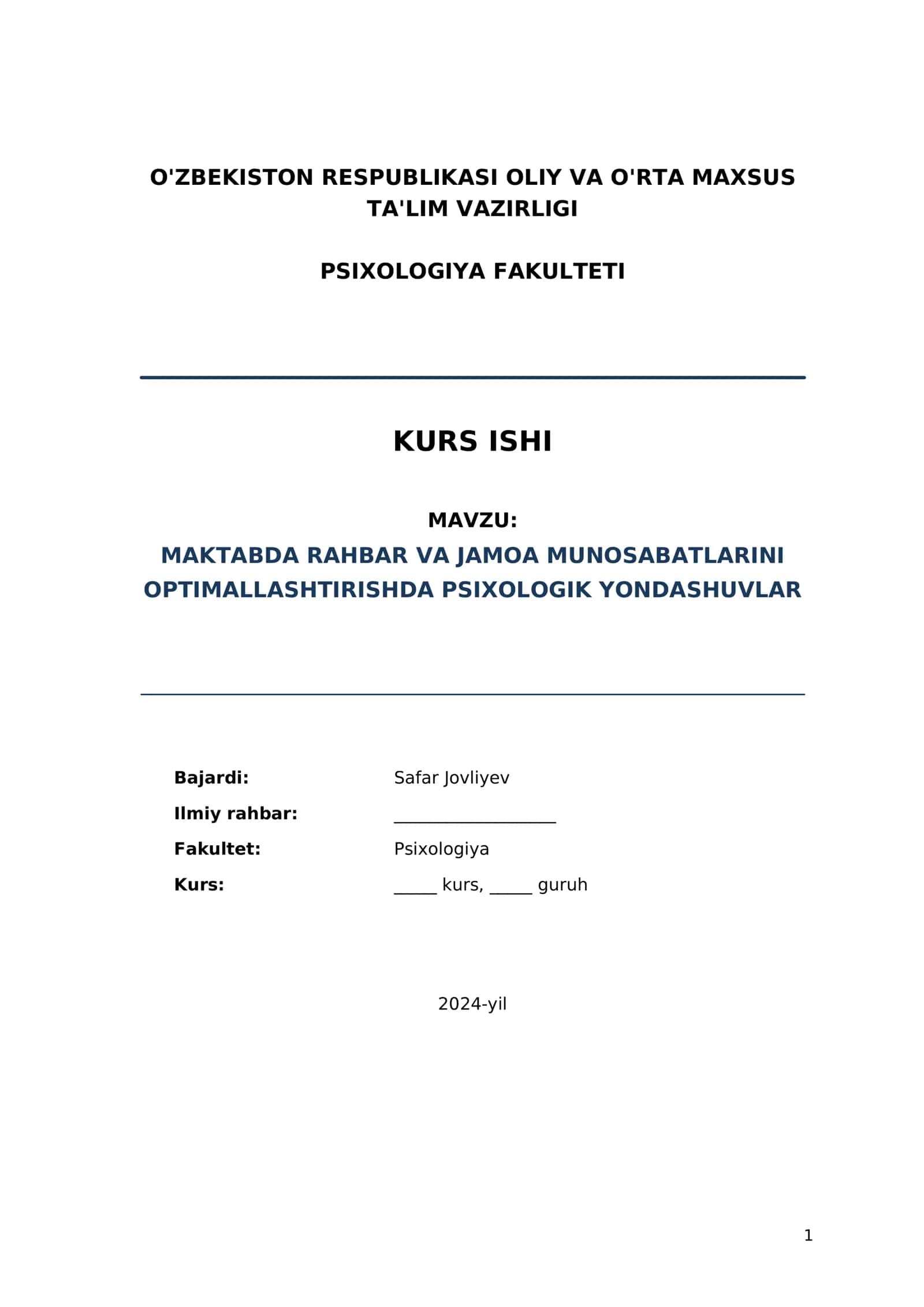 MAKTABDA RAHBAR VA JAMOA MUNOSABATLARINI OPTIMALLASHTIRISHDA PSIXOLOGIK YONDASHUVLAR 1