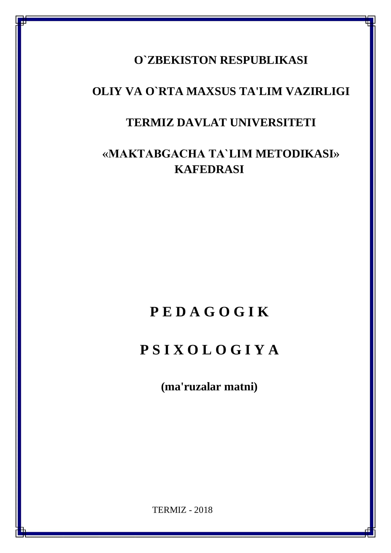 PEDAGOGIK PSIXOLOGIYA 1