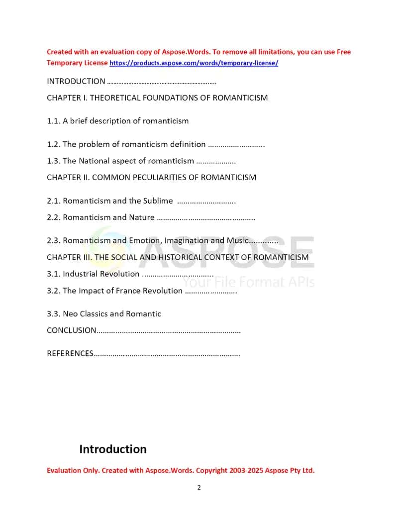 Theoretical Foundations and Peculiarities of Romanticism 1