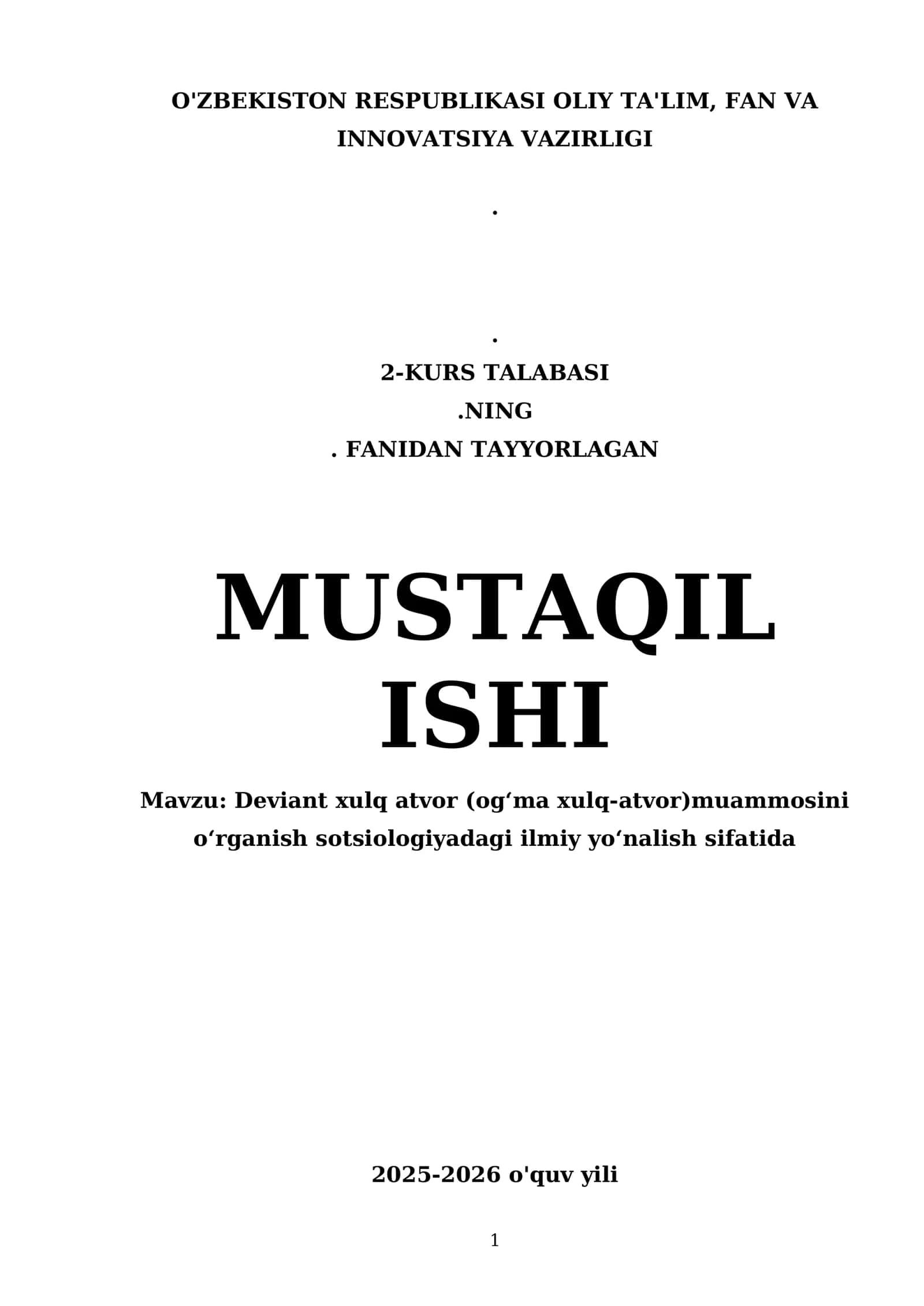 Deviant xulq atvor (ogʻma xulq-atvor) muammosi 1