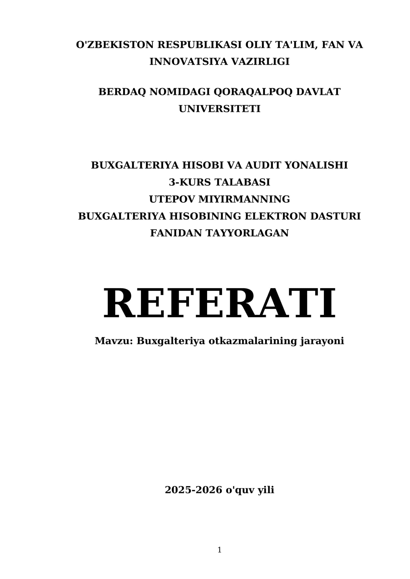 Buxgalteriya o'tkazmalarining jarayoni 1