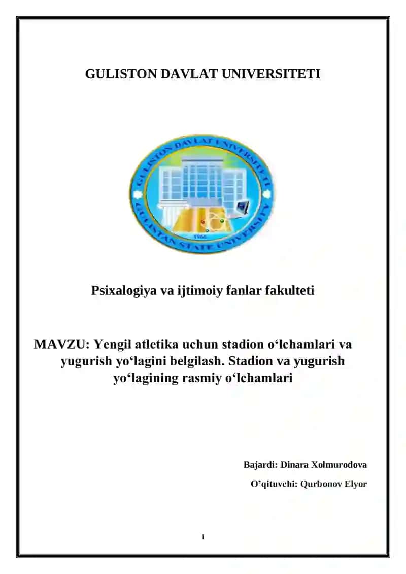 Yengil atletika uchun stadion oʻlchamlari va yugurish yoʻlagini belgilash