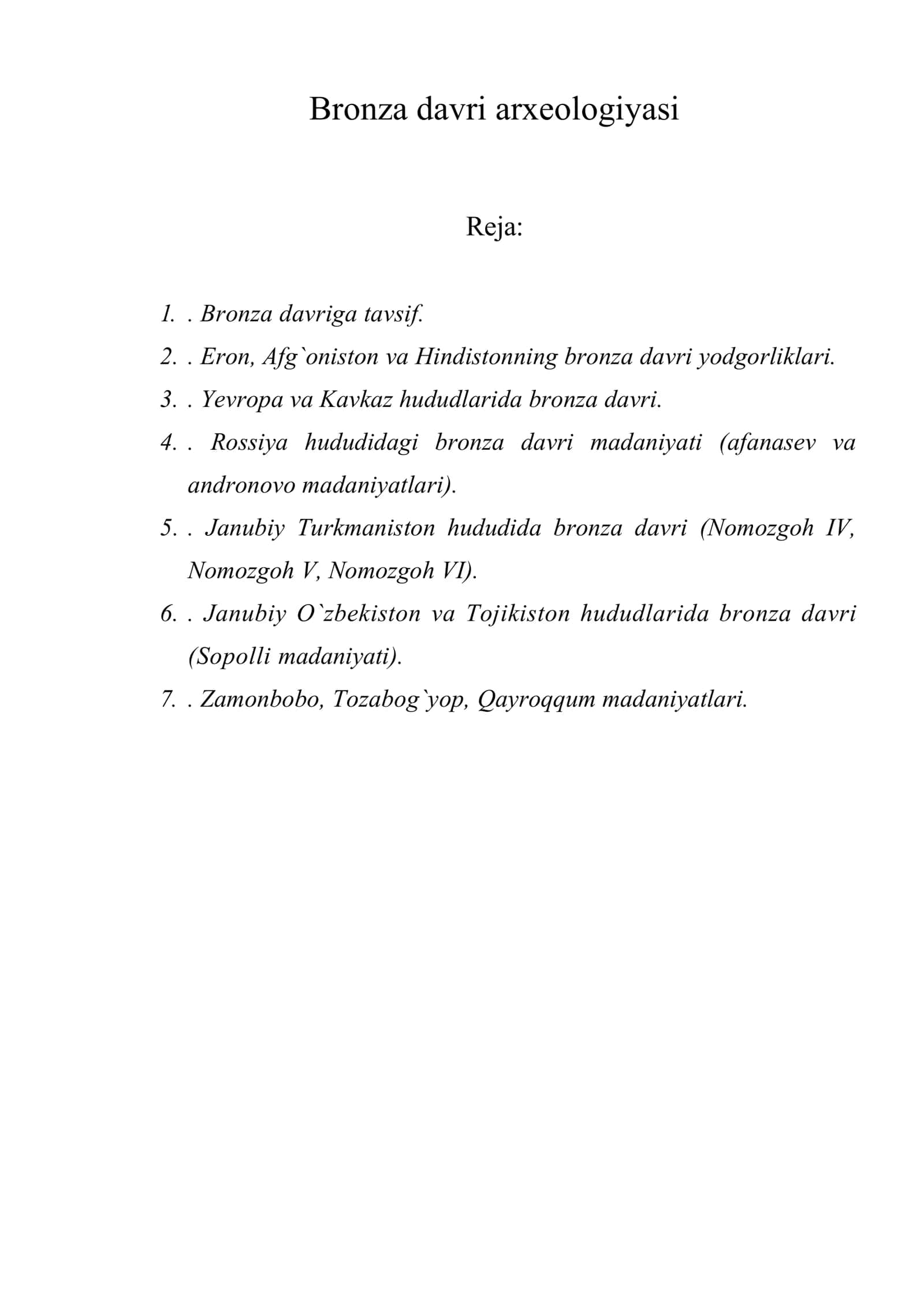 Bronza davri arxeologiyasi 1