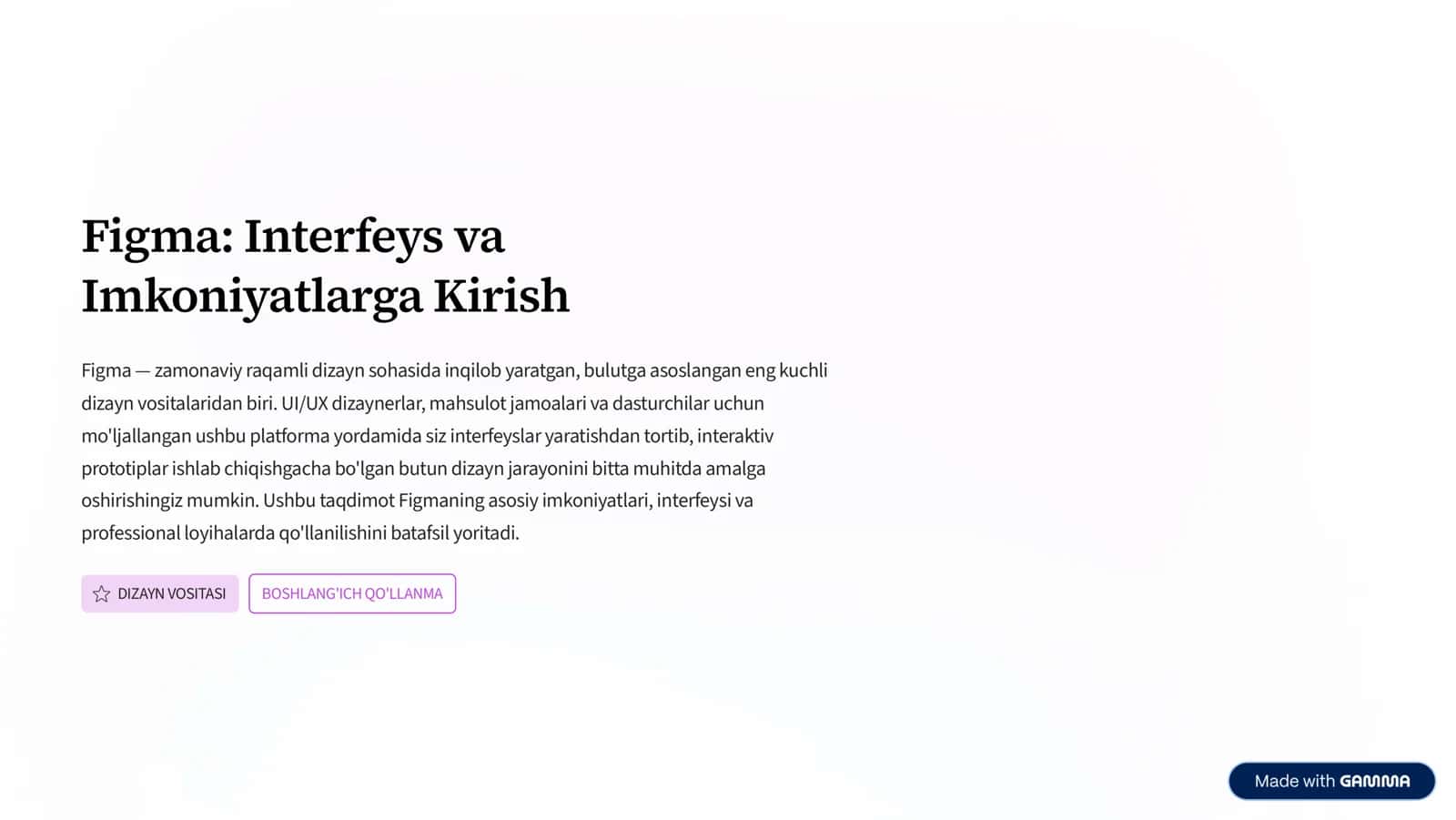 Figma: Interfeys va Imkoniyatlarga Kirish 1