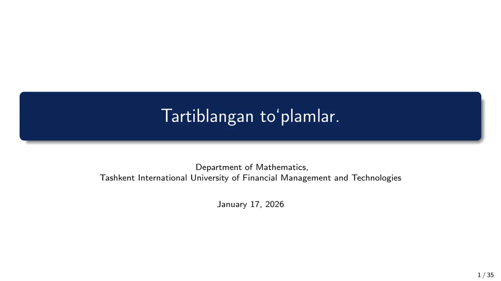 Tartiblangan to‘plamlar 1