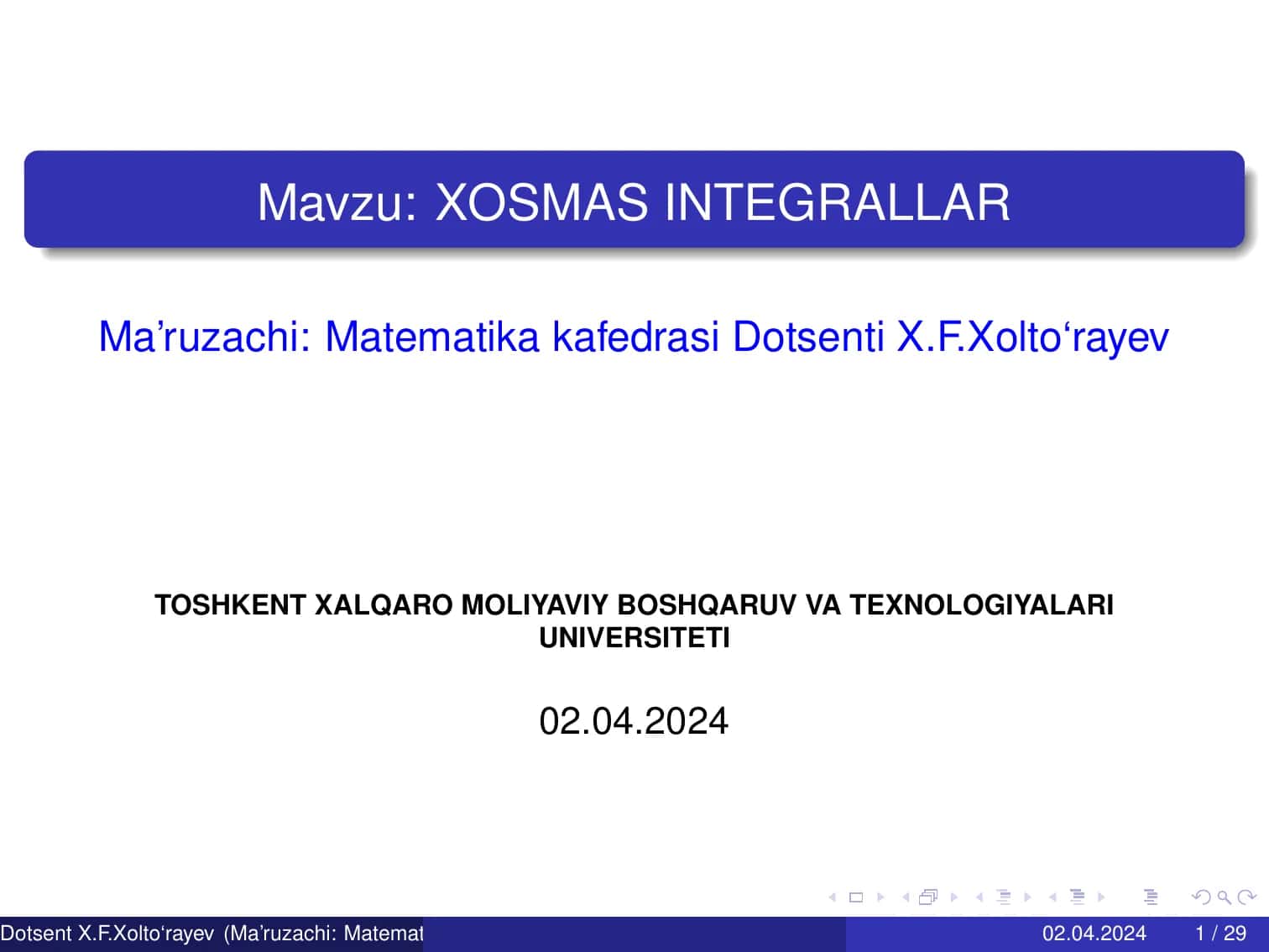 XOSMAS INTEGRALLAR 1