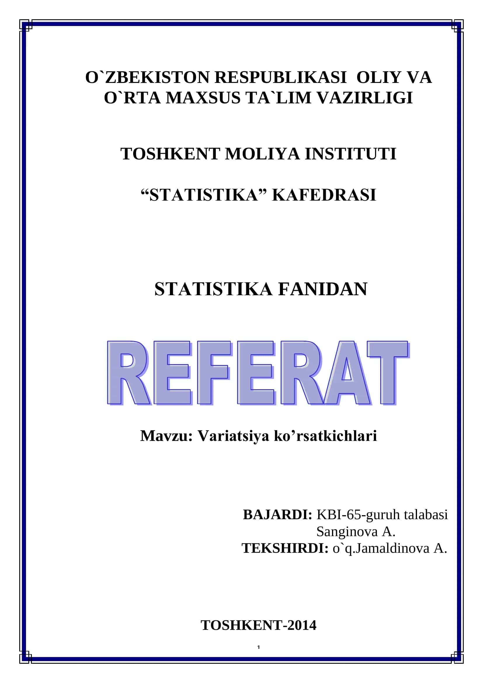 Variatsiya ko’rsatkichlari 1