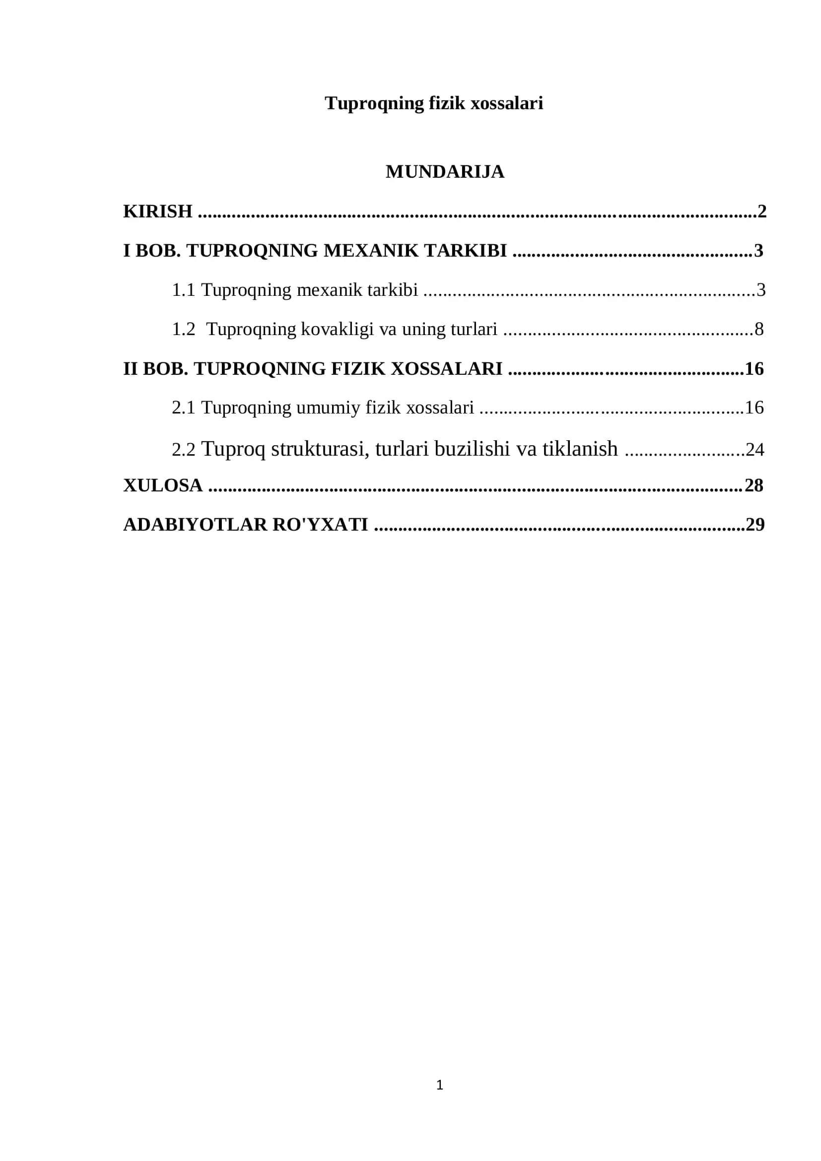 Tuproqning Fizik Xossalari 1