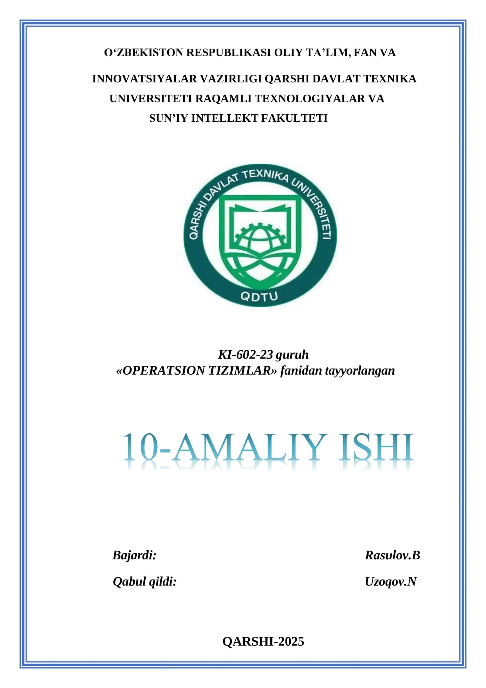 10-AMALIY ISHI: Windowsdagi tizim jarayonlari va hodisalarining auditi 1
