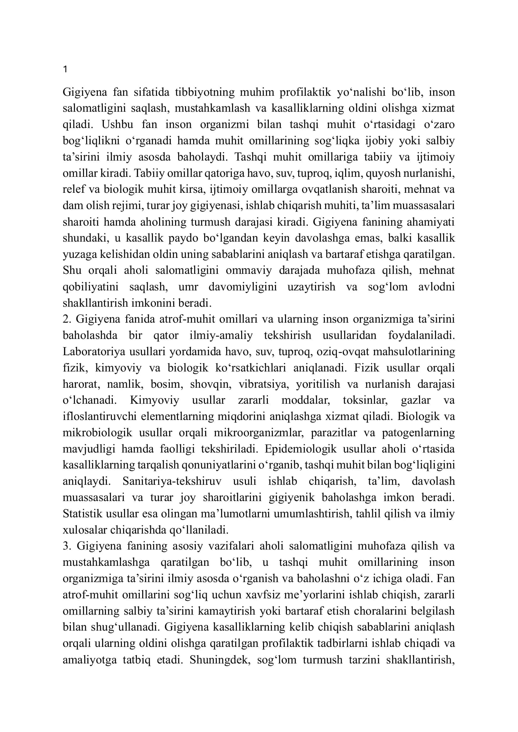 Gigiyena fan sifatida tibbiyot 1