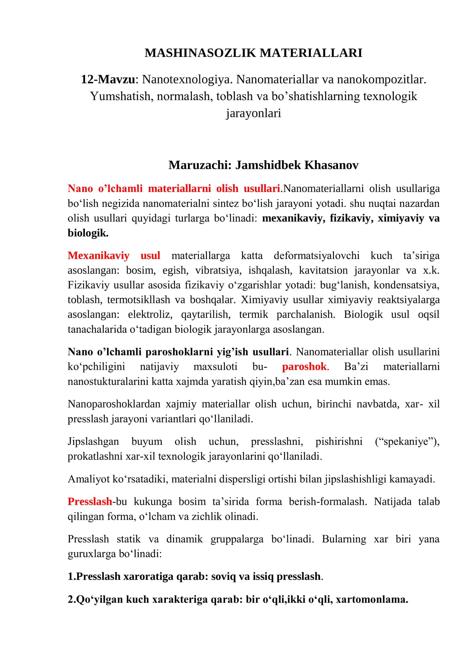 MASHINASOZLIK MATERIALLARI 1