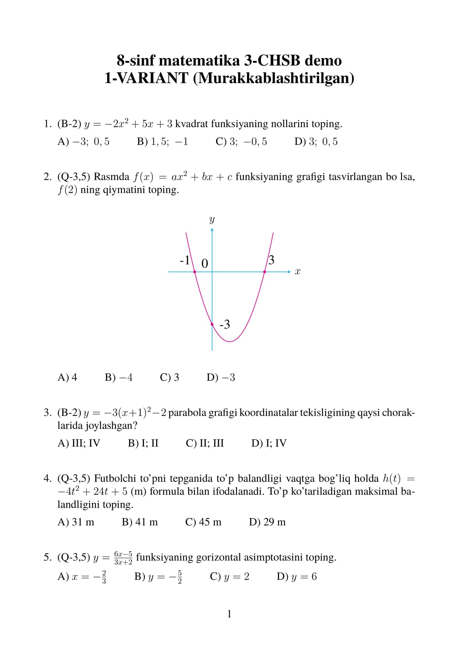 8-sinf matematika 3-CHSB demo 1