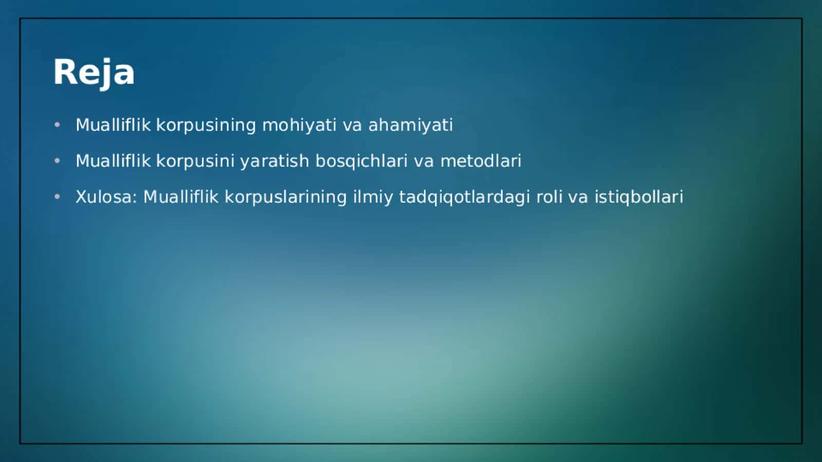 Mualliflik korpusi ustida ishlash 1