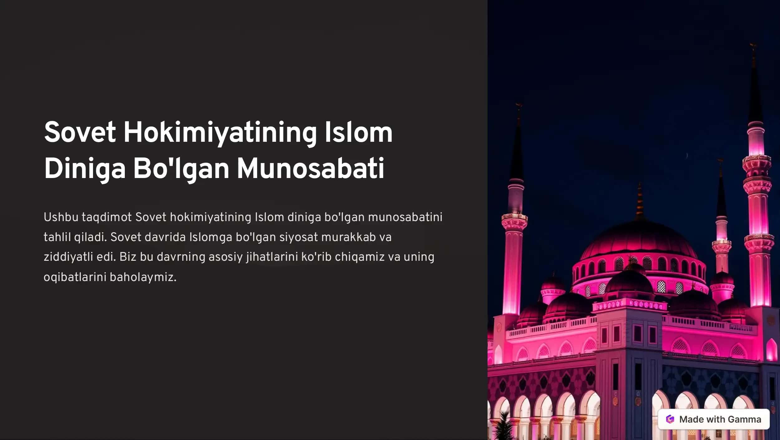 Sovet Hokimiyatining Islom Diniga Bo'lgan Munosabati 1