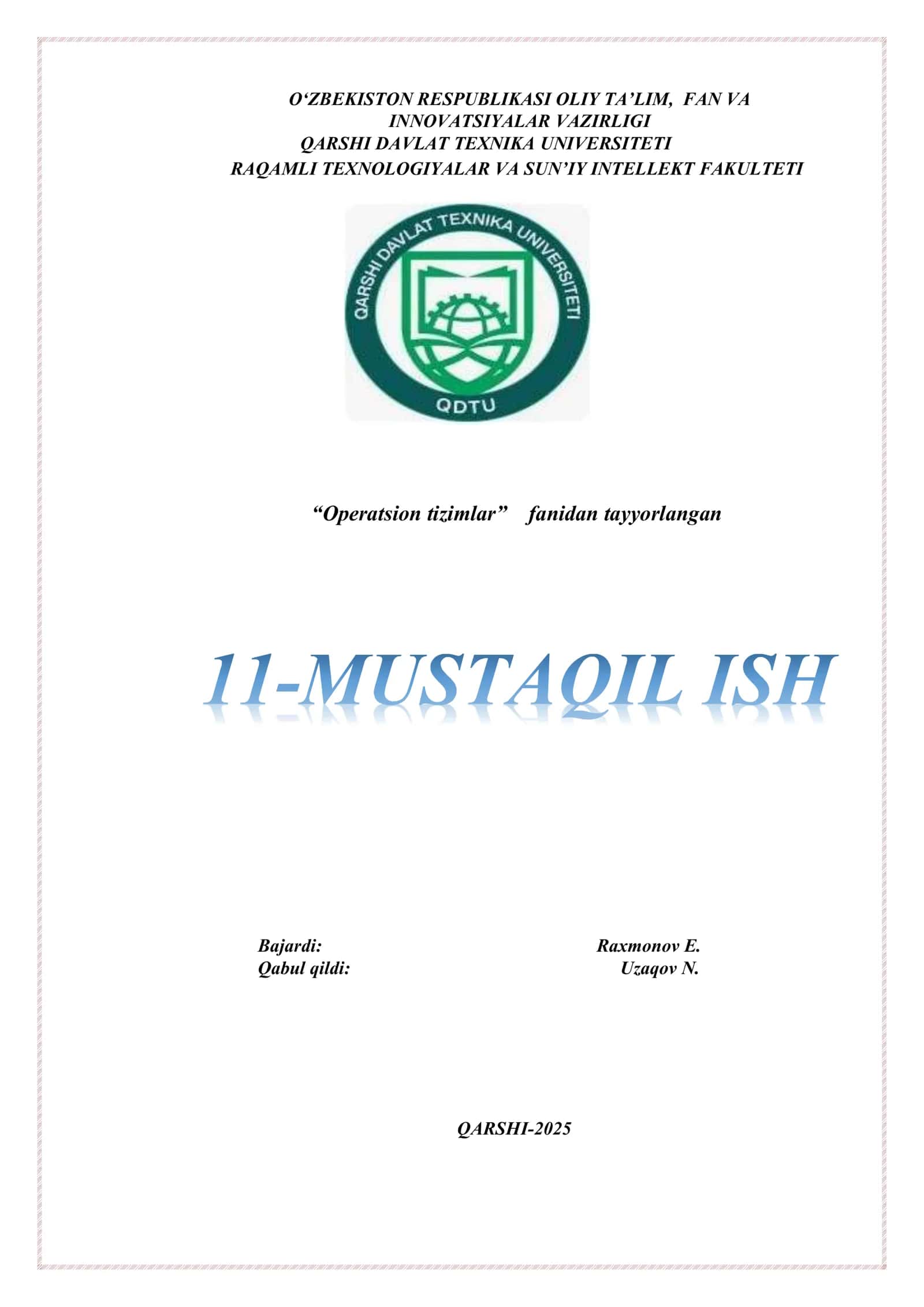 Operatsion tizimlar xavfsizlik komponentalari 1