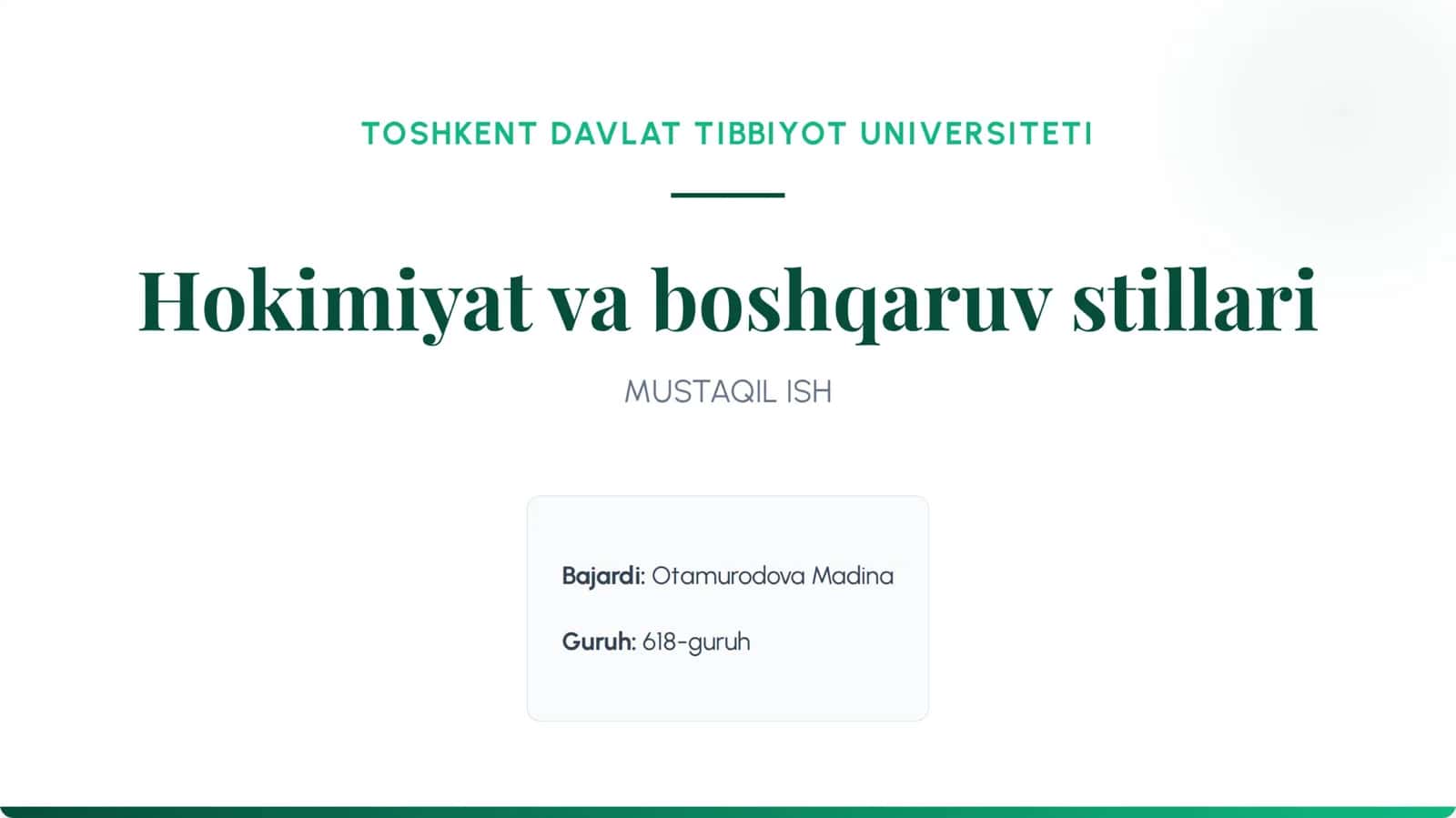 Hokimiyat va boshqaruv stillari 1