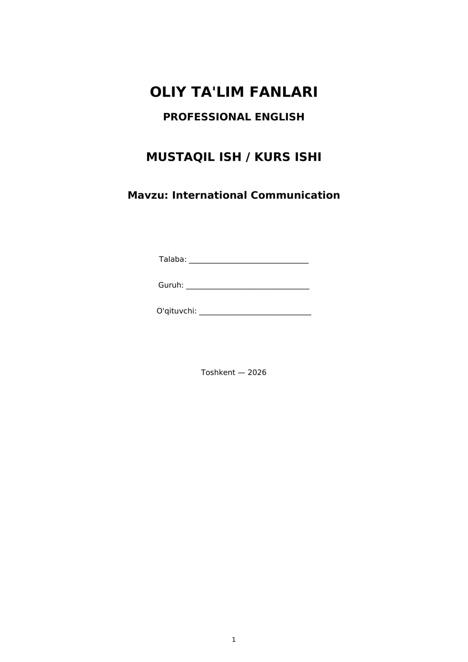 International Communication 1