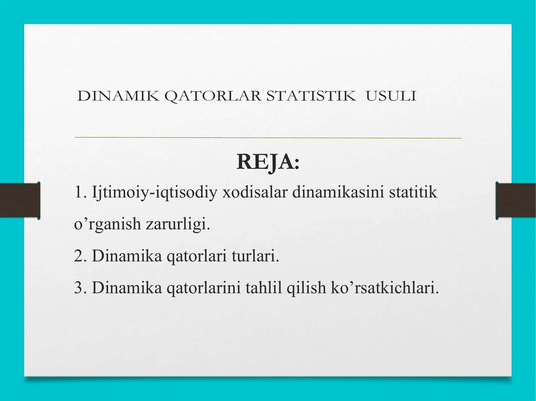 DINAMIK QATORLAR STATISTIK USULI 1