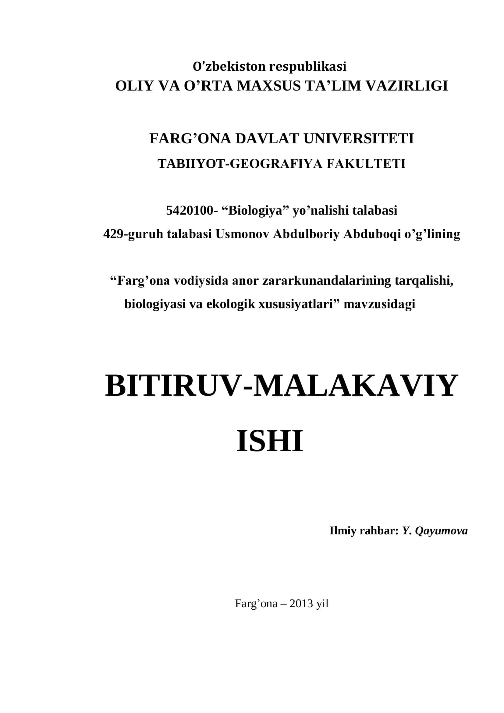 BITIRUV-MALAKAVIY ISHI 1