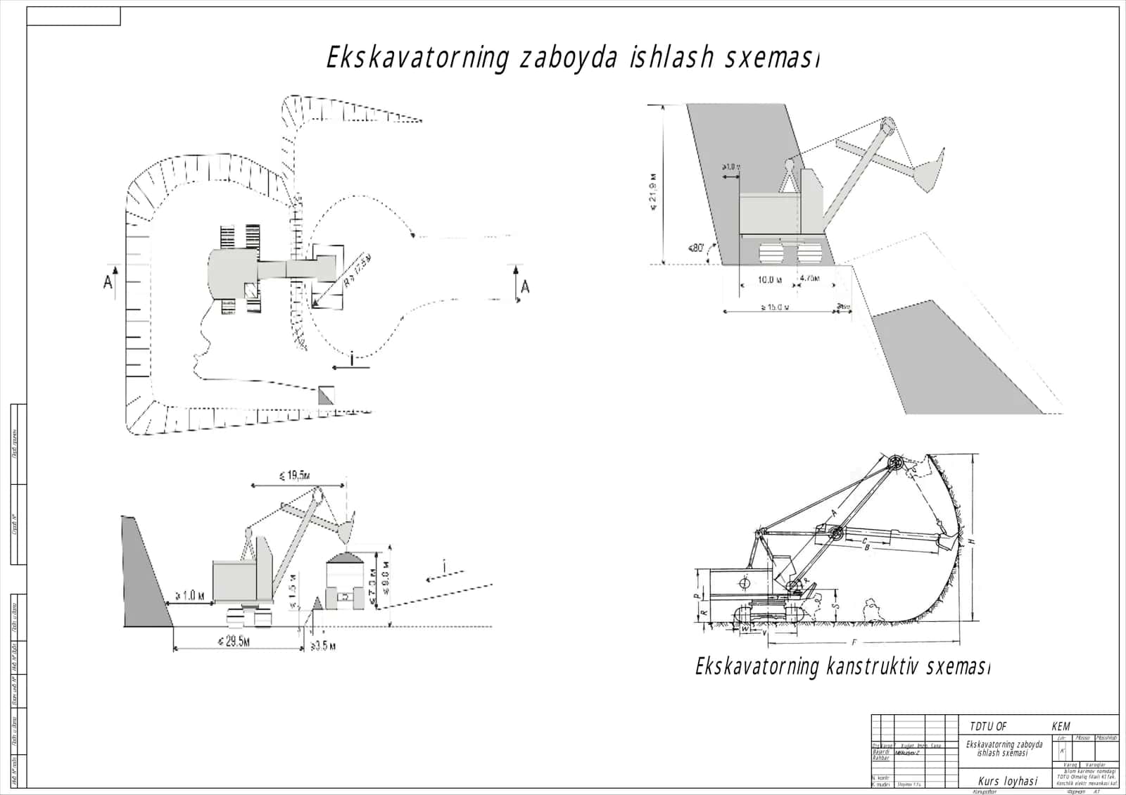 Ekskavatorning zaboyda ishlash sxemasi 1