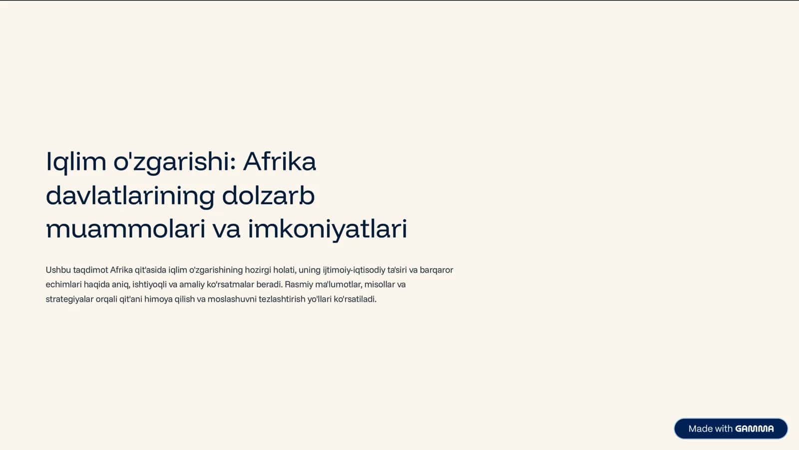 Iqlim o'zgarishi: Afrika 1