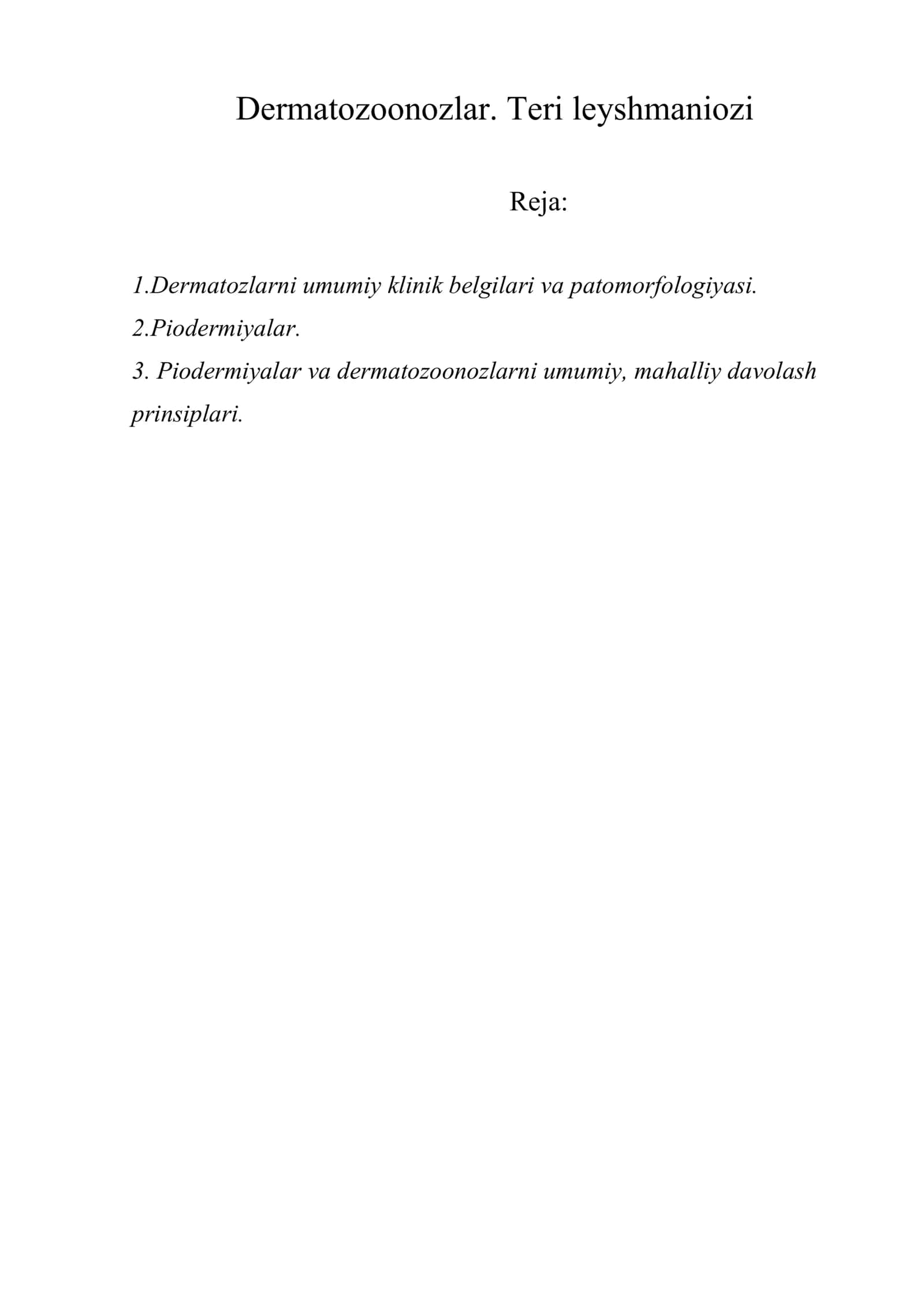 Dеrmаtоzооnоzlаr. Teri leyshmaniozi 1