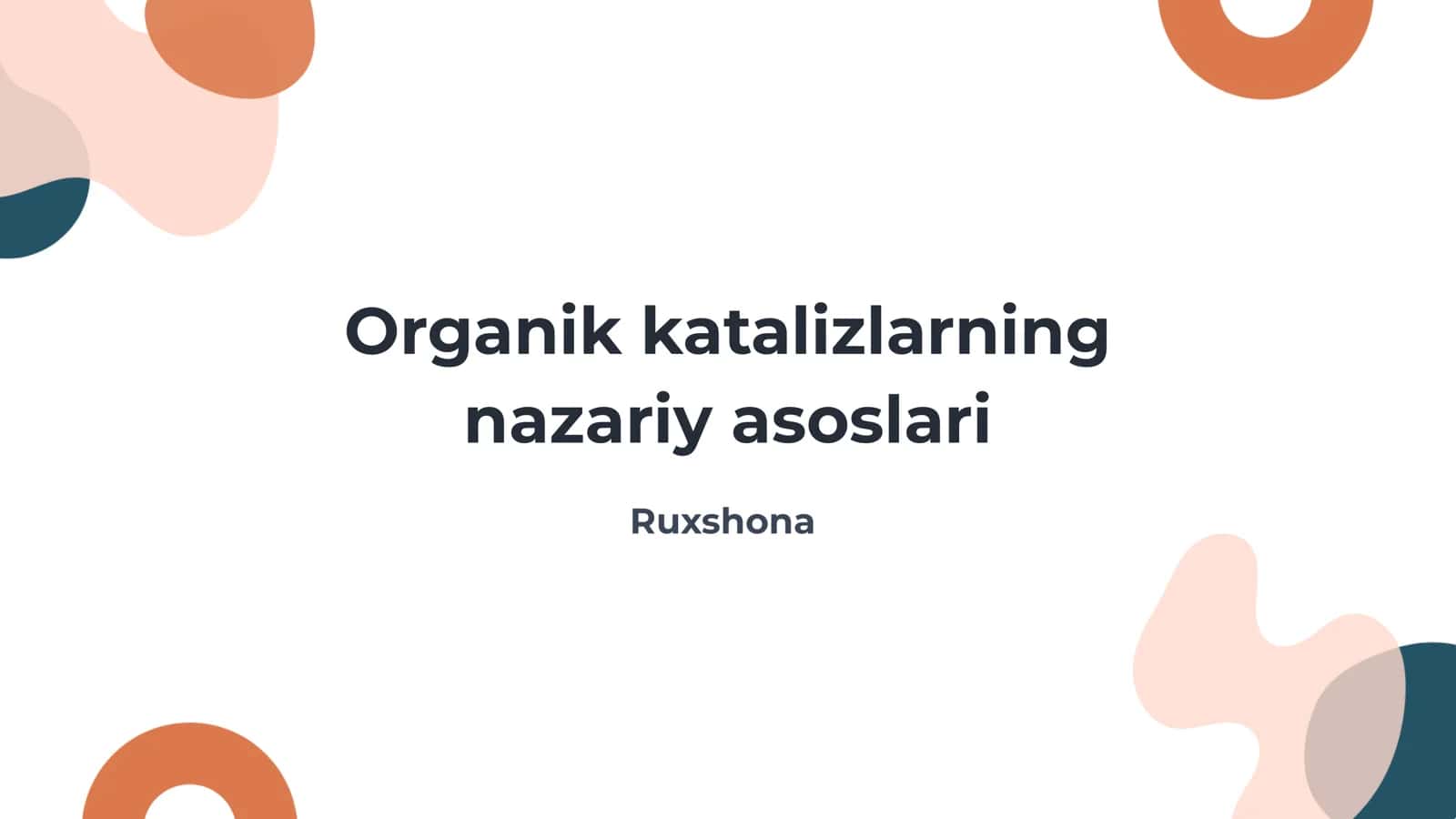 Organik katalizlarning nazariy asoslari 1