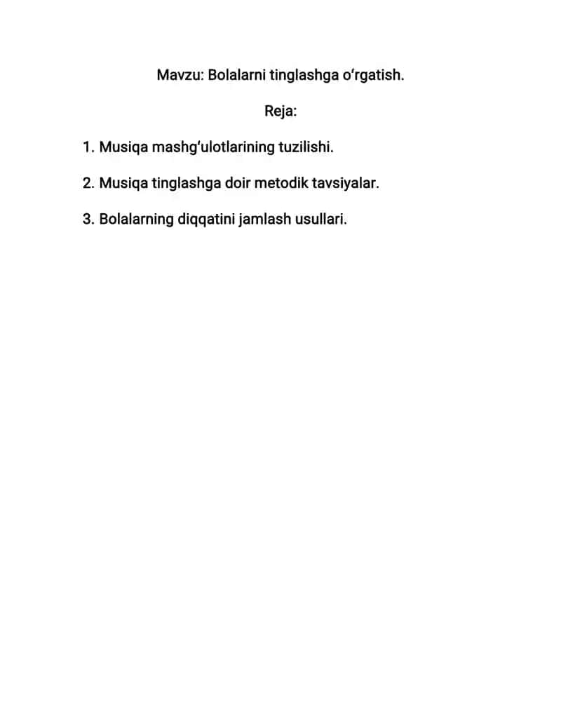 Musiqa mashgʻulotlari tuzilishi