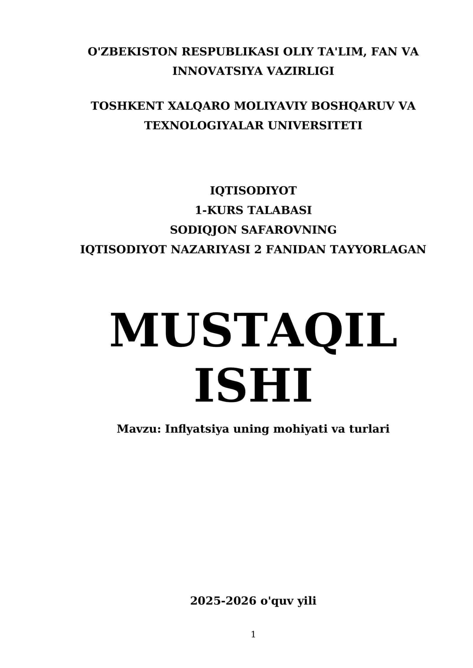 Inflyatsiya uning mohiyati va turlari 1