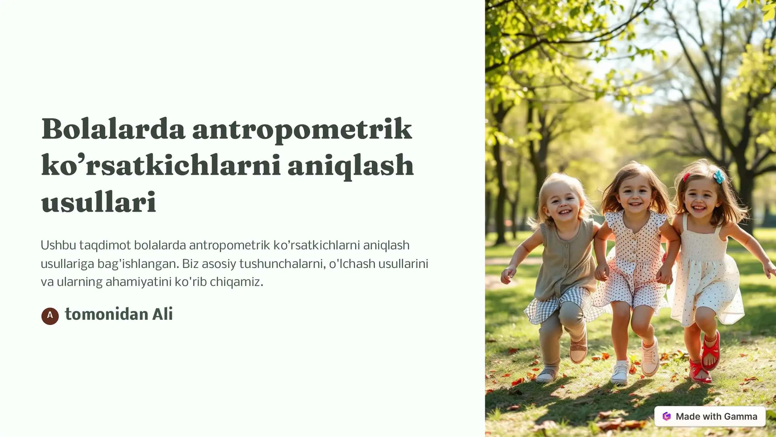 Antropometriya va bolalarda o'lchovlar 1