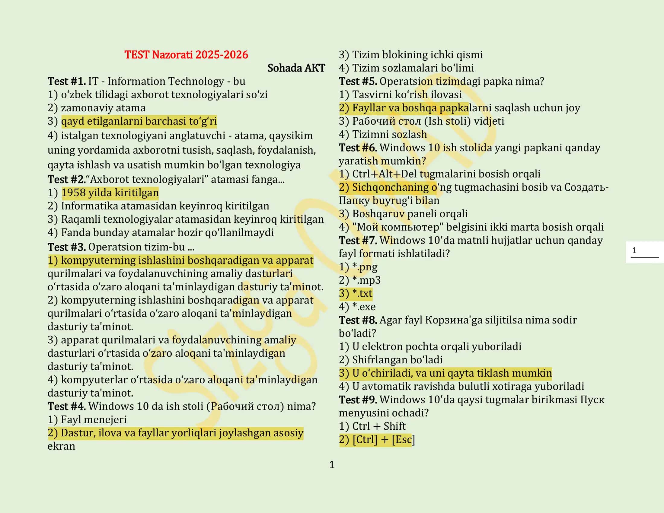 TEST Nazorati 2025-2026 1