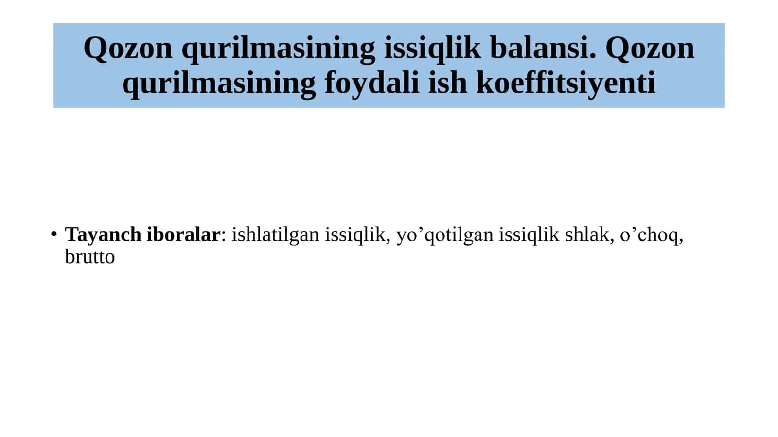 Qozon qurilmasining issiqlik balansi 1
