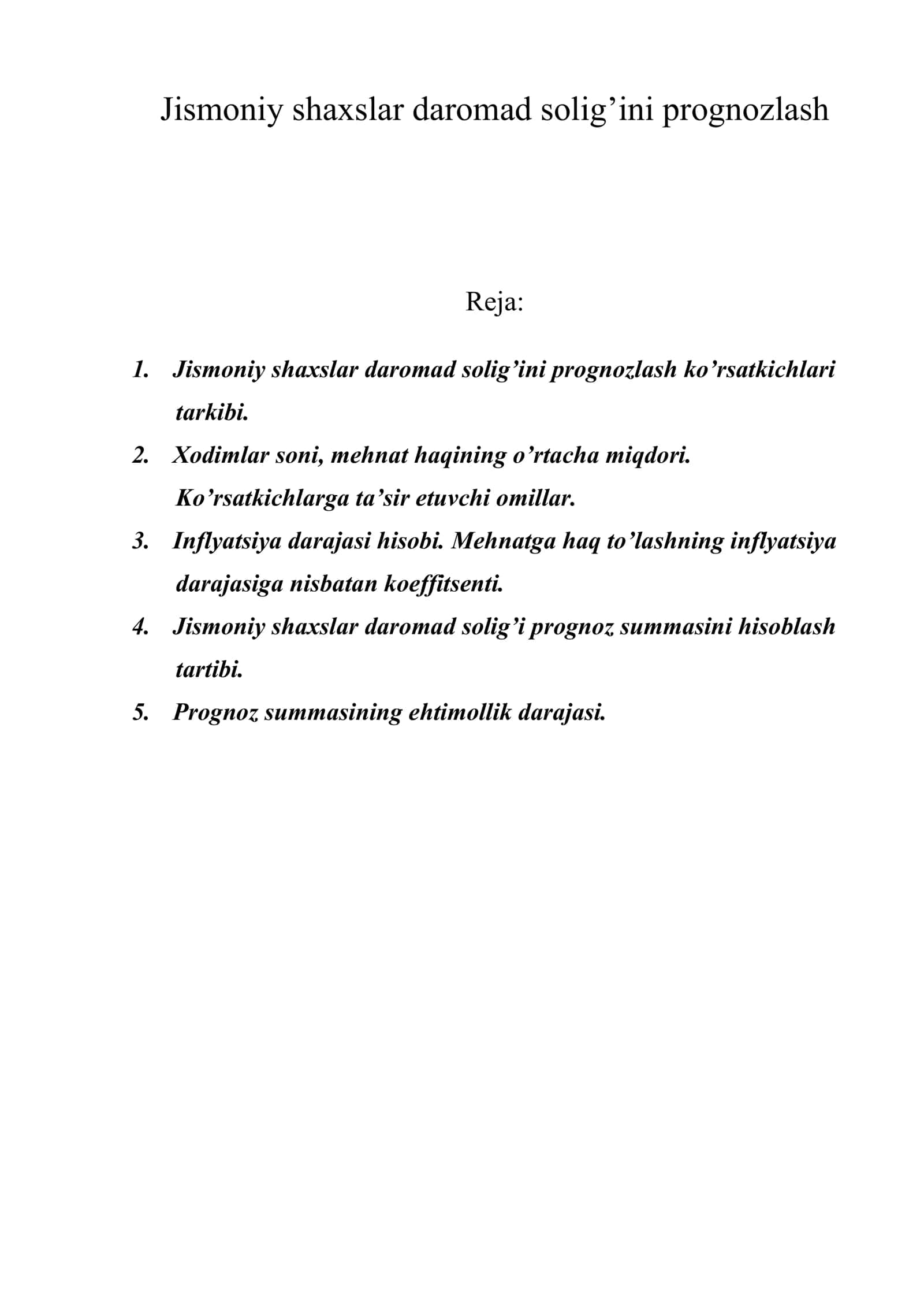 Jismoniy shaxslar daromad solig’ini prognozlash 1